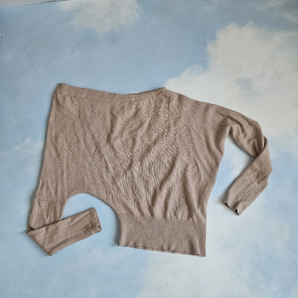 Windsor Off The Shoulder Tan Sweater Slouchy Sweater Taupe Sweater